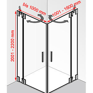 bis 1000 mm / 1001 - 1600 mm / 2001 - 2200 mm: bis 1000 mm / 1001 - 1600 mm / 2001 - 2200 mm