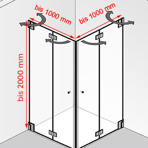 bis 1000 mm / bis 1000 mm / bis 2000 mm: bis 1000 mm / bis 1000 mm / bis 2000 mm