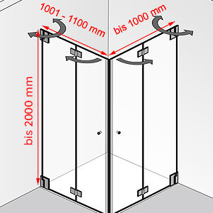 1001 - 1100 mm / bis 1000 mm / bis 2000 mm: 1001 - 1100 mm / bis 1000 mm / bis 2000 mm