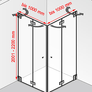 bis 1000 mm / bis 1000 mm / 2001 - 2200 mm: bis 1000 mm / bis 1000 mm / 2001 - 2200 mm