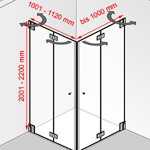 1001 - 1120 mm / bis 1000 mm / 2001 - 2200 mm: 1001 - 1120 mm / bis 1000 mm / 2001 - 2200 mm