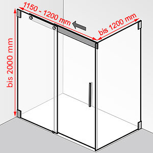 1150 - 1200 / bis 1200 mm / bis 2000 mm: 1150 - 1200 / bis 1200 mm / bis 2000 mm