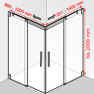 885 - 1200 mm / 1201 - 1400 mm / bis 2000 mm: 885 - 1200 mm / 1201 - 1400 mm / bis 2000 mm