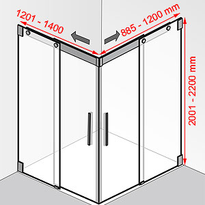1201 - 1400 mm / 885 - 1200 mm / 2001 - 2200 mm: 1201 - 1400 mm / 885 - 1200 mm / 2001 - 2200 mm