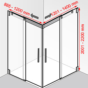 885 - 1200 mm / 1201 - 1400 mm / 2001 - 2200 mm: 885 - 1200 mm / 1201 - 1400 mm / 2001 - 2200 mm