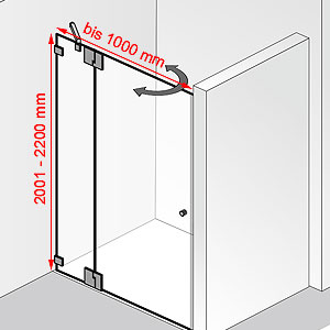 bis 1000 mm / 2001 - 2200 mm: bis 1000 mm / 2001 - 2200 mm