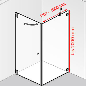 1101 - 1600 mm / bis 2000 mm: 1101 - 1600 mm / bis 2000 mm