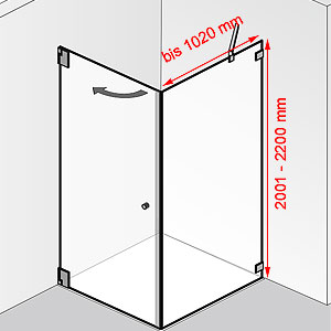 bis 1020 mm / 2001 - 2200 mm: bis 1020 mm / 2001 - 2200 mm