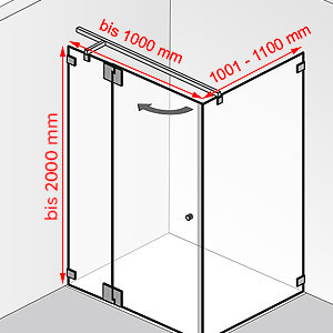 bis 1000 mm / 1001 - 1100 mm / bis 2000 mm: bis 1000 mm / 1001 - 1100 mm / bis 2000 mm