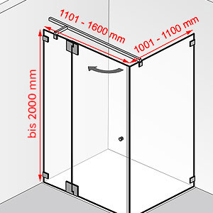 1101 - 1600 mm / 1001 - 1100 mm / bis 2000 mm: 1101 - 1600 mm / 1001 - 1100 mm / bis 2000 mm
