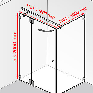 1101 - 1600 mm / 1101 - 1600 mm / bis 2000 mm: 1101 - 1600 mm / 1101 - 1600 mm / bis 2000 mm