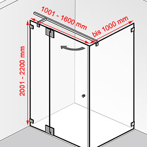 1001 - 1600 mm / bis 1000 mm / 2001 - 2200 mm: 1001 - 1600 mm / bis 1000 mm / 2001 - 2200 mm
