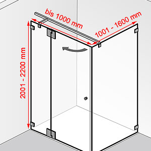 bis 1000 mm / 1001 - 1600 mm / 2001 - 2200 mm: bis 1000 mm / 1001 - 1600 mm / 2001 - 2200 mm