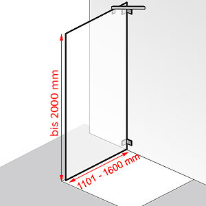 1101 - 1600 mm / bis 2000 mm: 1101 - 1600 mm / bis 2000 mm