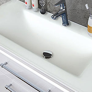 Glas-Waschtisch optiwhite matt: Glas-Waschtisch optiwhite matt