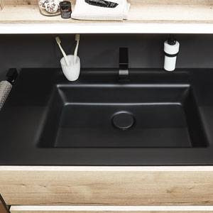 Glas-Waschtisch schwarz matt: Glas-Waschtisch schwarz matt