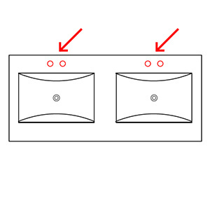 mit Bohrung für 2-Loch-Armatur: mit Bohrung für 2-Loch-Armatur