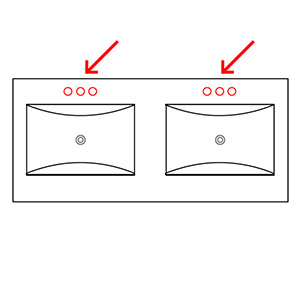 mit Bohrung für 3-Loch-Armatur: mit Bohrung für 3-Loch-Armatur
