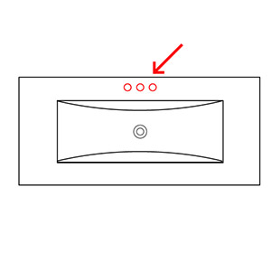 mit Bohrung für 3-Loch-Armatur: mit Bohrung für 3-Loch-Armatur