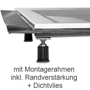 mit Montagerahmen, Füßen, Randverstärkung und Dichtvlies: mit Montagerahmen, Füßen, Randverstärkung und Dichtvlies