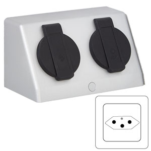 Doppelsteckdose ohne Berührungsschutz - Schweizer Ausführung: Doppelsteckdose ohne Berührungsschutz - Schweizer Ausführung