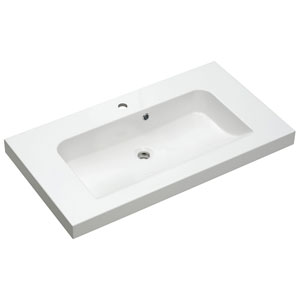 Mineralmarmor, Weiß, integrierter Überlauf: Mineralmarmor, Weiß, integrierter Überlauf