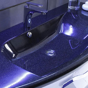 Mineralmarmor-Waschtisch - Schwarz-Metallic: Mineralmarmor-Waschtisch - Schwarz-Metallic