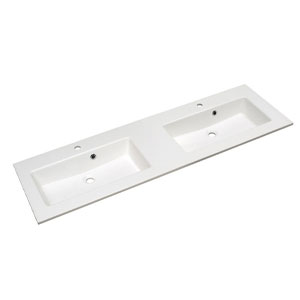 Mineralmarmor-Doppelwaschtisch - Breite: 153 cm: Mineralmarmor-Doppelwaschtisch - Breite: 153 cm