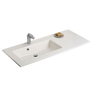 Mineralmarmor-Waschtisch - Breite: 113 cm Links: Mineralmarmor-Waschtisch - Breite: 113 cm Links