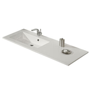 Mineralmarmor-Waschtisch - Breite: 133 cm Links: Mineralmarmor-Waschtisch - Breite: 133 cm Links