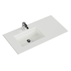 Krion-Waschtisch - 106 cm, Weiß Matt, Clou-Überlauf: Krion-Waschtisch - 106 cm, Weiß Matt, Clou-Überlauf