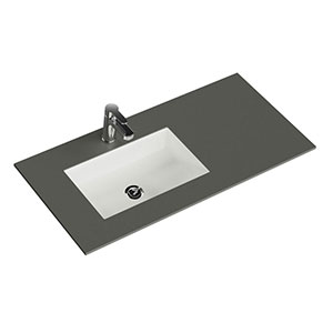 Krion-Waschtisch - 106 cm, Grau Natur, Clou-Überlauf: Krion-Waschtisch - 106 cm, Grau Natur, Clou-Überlauf