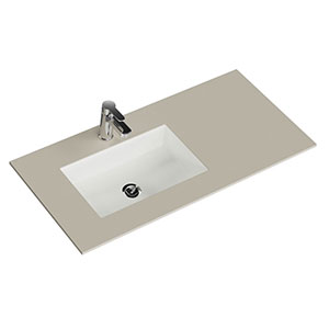 Krion-Waschtisch - 106 cm, Sand Natur, Clou-Überlauf: Krion-Waschtisch - 106 cm, Sand Natur, Clou-Überlauf