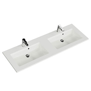 Solid Surface Doppel-WT - 153 cm, Weiß Matt, integr Überlauf: Solid Surface Doppel-WT - 153 cm, Weiß Matt, integr Überlauf