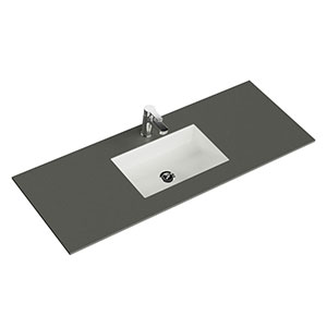 Krion-Waschtisch - 136 cm, Grau Natur, Clou-Überlauf: Krion-Waschtisch - 136 cm, Grau Natur, Clou-Überlauf