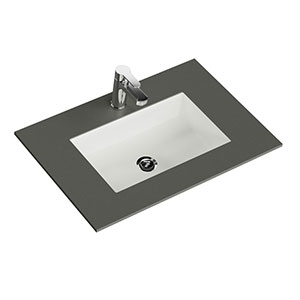 Krion-Waschtisch - 76 cm, Grau Natur, Clou-Überlauf: Krion-Waschtisch - 76 cm, Grau Natur, Clou-Überlauf