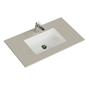 Krion-Waschtisch - 91 cm, Sand Natur, Clou-Überlauf: Krion-Waschtisch - 91 cm, Sand Natur, Clou-Überlauf