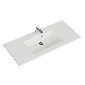 Solid Surface WT - 122 cm, Weiß Matt, integrierter Überlauf: Solid Surface WT - 122 cm, Weiß Matt, integrierter Überlauf