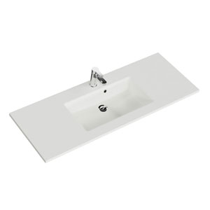Solid Surface WT - 137 cm, Weiß Matt, integrierter Überlauf: Solid Surface WT - 137 cm, Weiß Matt, integrierter Überlauf