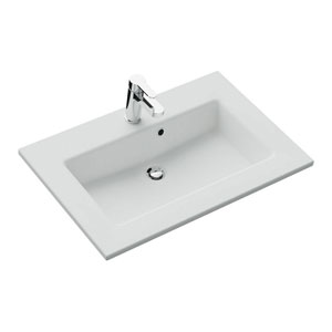 Solid Surface WT- 78 cm, Weiß Matt, integrierter Überlauf: Solid Surface WT- 78 cm, Weiß Matt, integrierter Überlauf