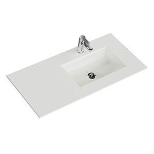 Krion-Waschtisch - 106 cm, Weiß Matt, Clou-Überlauf: Krion-Waschtisch - 106 cm, Weiß Matt, Clou-Überlauf