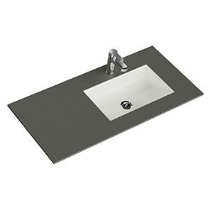 Krion-Waschtisch - 106 cm, Grau Natur, Clou-Überlauf: Krion-Waschtisch - 106 cm, Grau Natur, Clou-Überlauf