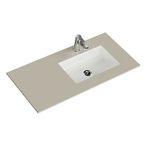 Krion-Waschtisch - 106 cm, Sand Natur, Clou-Überlauf: Krion-Waschtisch - 106 cm, Sand Natur, Clou-Überlauf