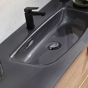 Glaswaschtisch, Metallic-Grau - 122 cm: Glaswaschtisch, Metallic-Grau - 122 cm