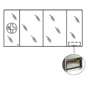 Platz für Kosmetik-Tuchbox rechts, Abschließbare Tür links: Platz für Kosmetik-Tuchbox rechts, Abschließbare Tür links