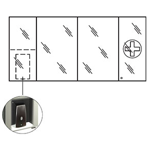 Abschließbare Drehtür rechts, Platz für Seifenspender links: Abschließbare Drehtür rechts, Platz für Seifenspender links