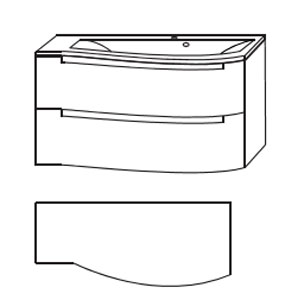 Mineralguss Ablage links 912 mm Breite ohne LED-Beleuchtung: Mineralguss Ablage links 912 mm Breite ohne LED-Beleuchtung