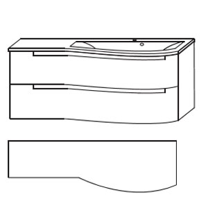 Mineralguss Ablage links 1212 mm Breite ohne LED-Beleucht.: Mineralguss Ablage links 1212 mm Breite ohne LED-Beleucht.