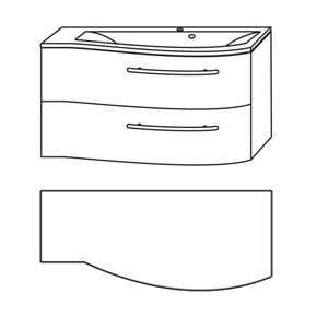 Mineralguss Ablage links 912 mm Breite: Mineralguss Ablage links 912 mm Breite