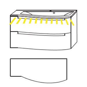 Mineralguss Ablage links 912 mm Breite mit LED-Beleuchtung: Mineralguss Ablage links 912 mm Breite mit LED-Beleuchtung